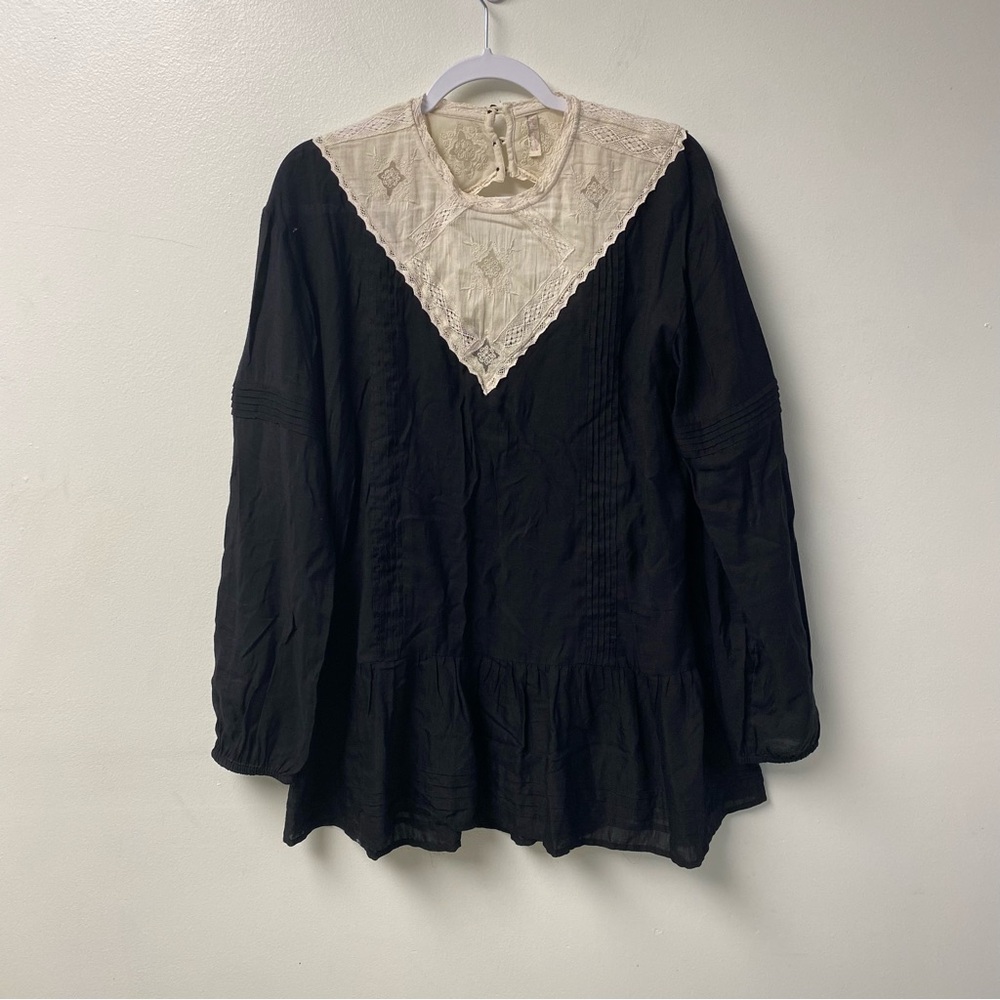 Free People Cutout Lace Flowy Tunic Top Size Large